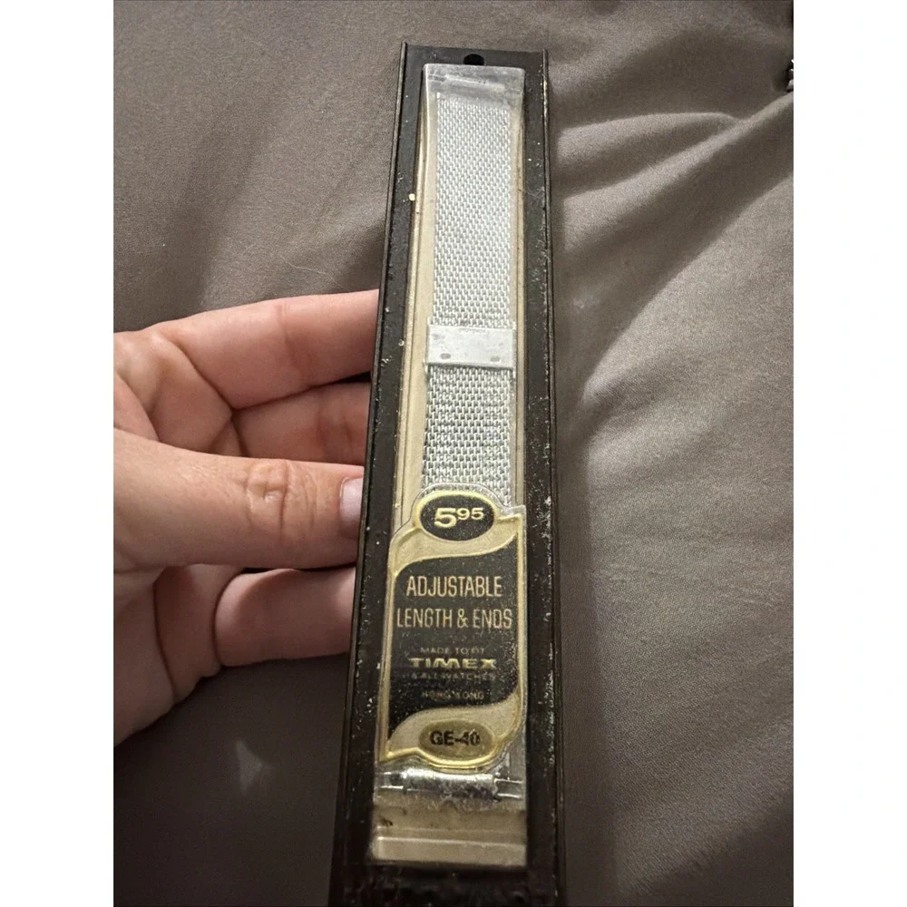 Vintage Brite Silver Tone Watch Band GE-40 Adjustable Length Ends NOS Mesh Strap